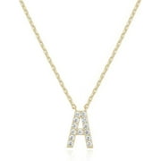 PAVOI 14K Yellow Gold Plated Cubic Zirconia Initial Necklace | Letter Necklaces for Women | A Initial