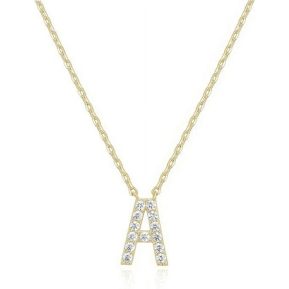 PAVOI 14K Yellow Gold Plated Cubic Zirconia Initial Necklace | Letter Necklaces for Women | A Initial