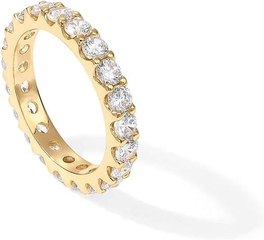 PAVOI 14K Yellow Gold Plated Cubic Zirconia Rings | 3.0mm Eternity ...
