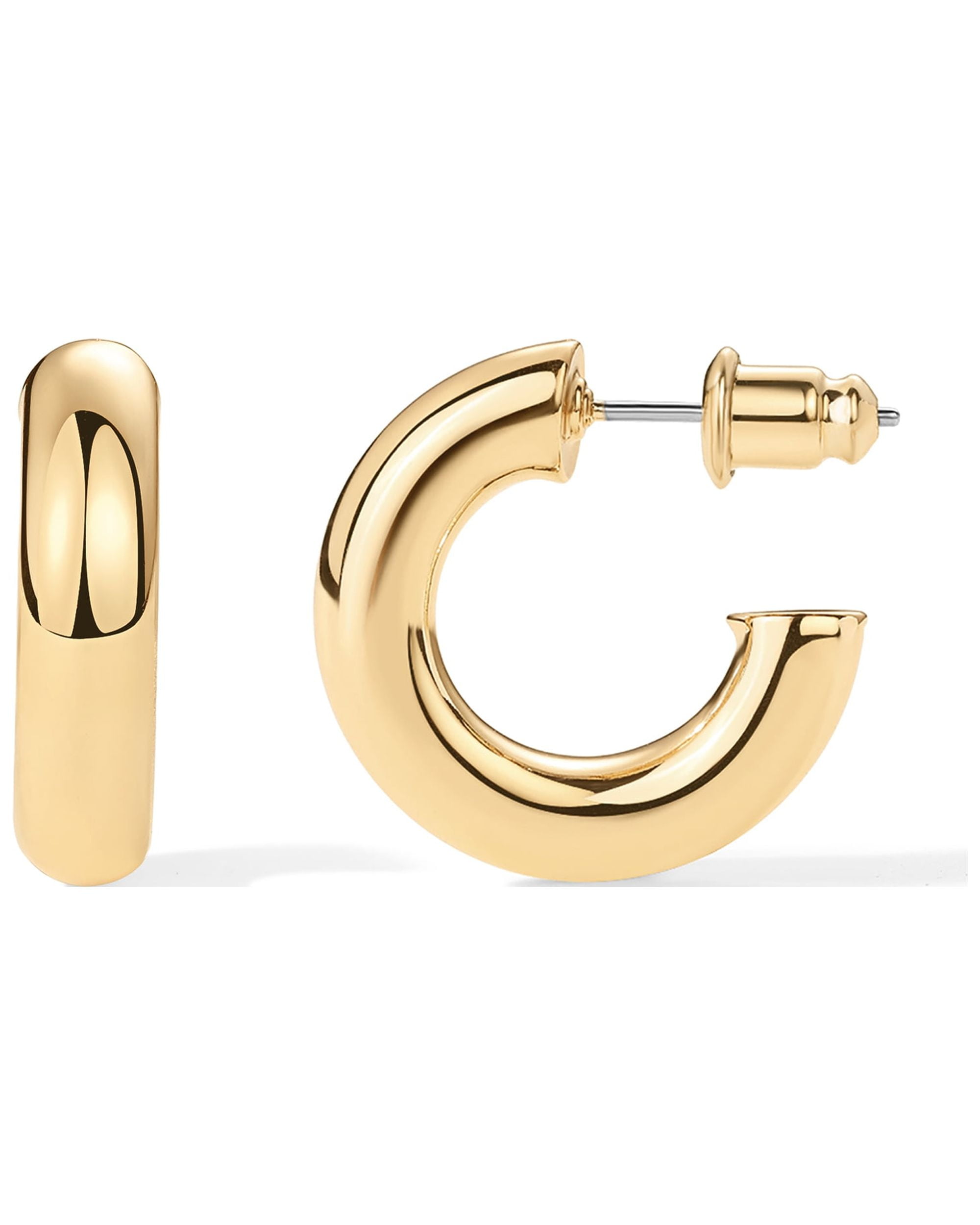 PAVOI 14K Yellow Gold Plated Lightweight Chunky Open Hoops Gold Hoop Earrings for Women 20mm Thick Infinity Gold Hoops Women Earrings
