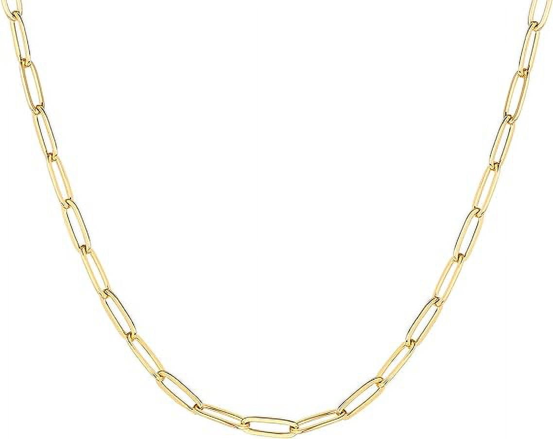 PAVOI 14K Yellow Gold Plated Paperclip Chain Necklace Adjustable