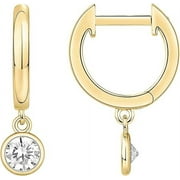 PAVOI 14K Yellow Gold Plated S925 Sterling Silver Post Drop/Dangle Huggie Earrings for Women | Dainty Round Earrings