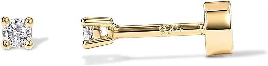 14K Gold Plated 925 Silver Post Stud Earrings – Dainty Cubic Zirconia, Small & Lightweight For Women