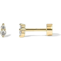 PAVOI 14K Yellow Gold Plated Solid 925 Sterling Silver Post Cubic Zirconia Flat Back Earrings for Women | Cartilage Earring | Helix Piercing Jewelry | Small Crystal Stud Earrings