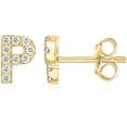thumbnail image 1 of PAVOI 14K Yellow Gold Plated Sterling Silver CZ Alphabet Letter Earrings | Initial Earrings for Women | Letter P, 1 of 4