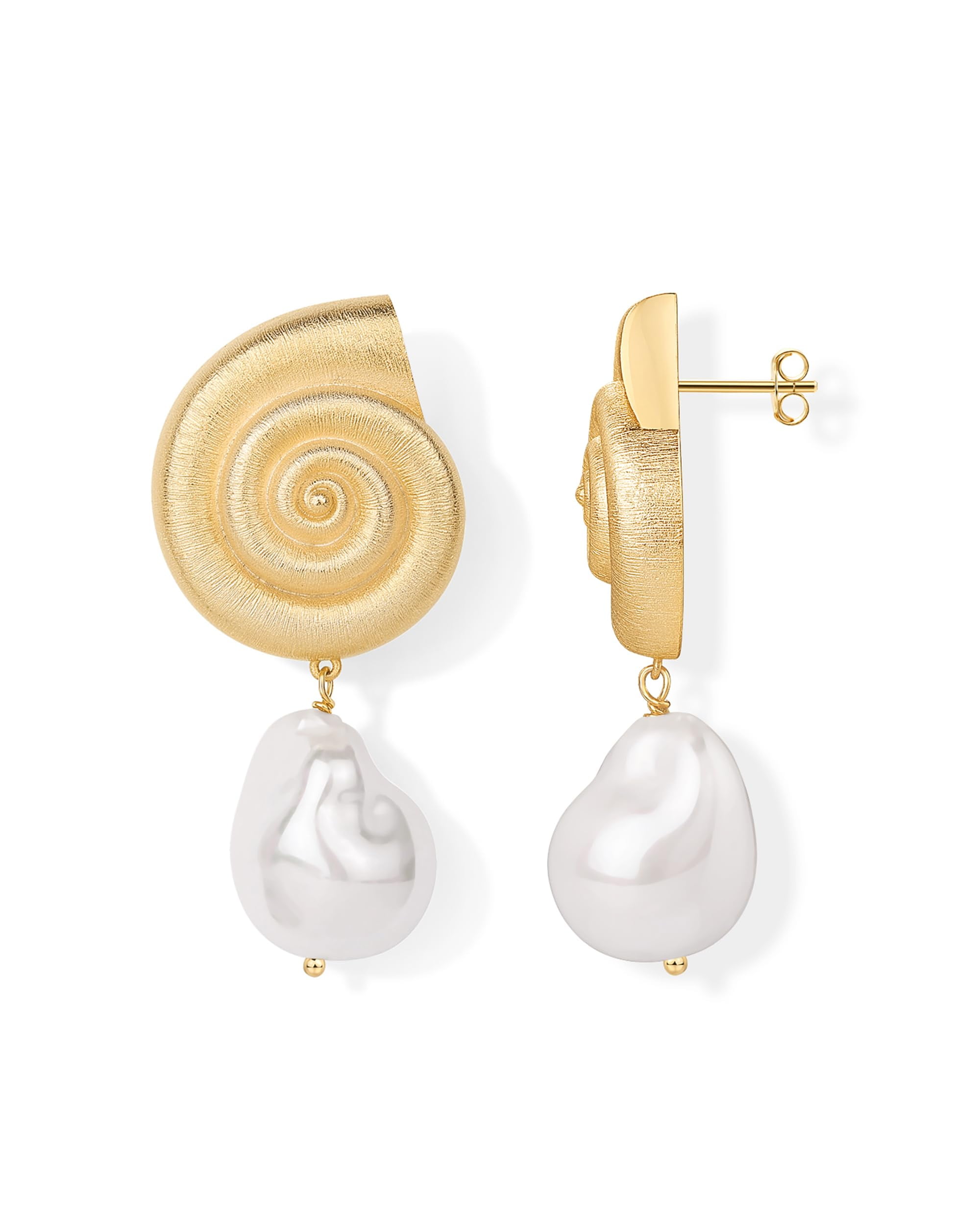 PAVOI 14K Yellow Gold Plated Sterling Silver Posts Chunky Brushed