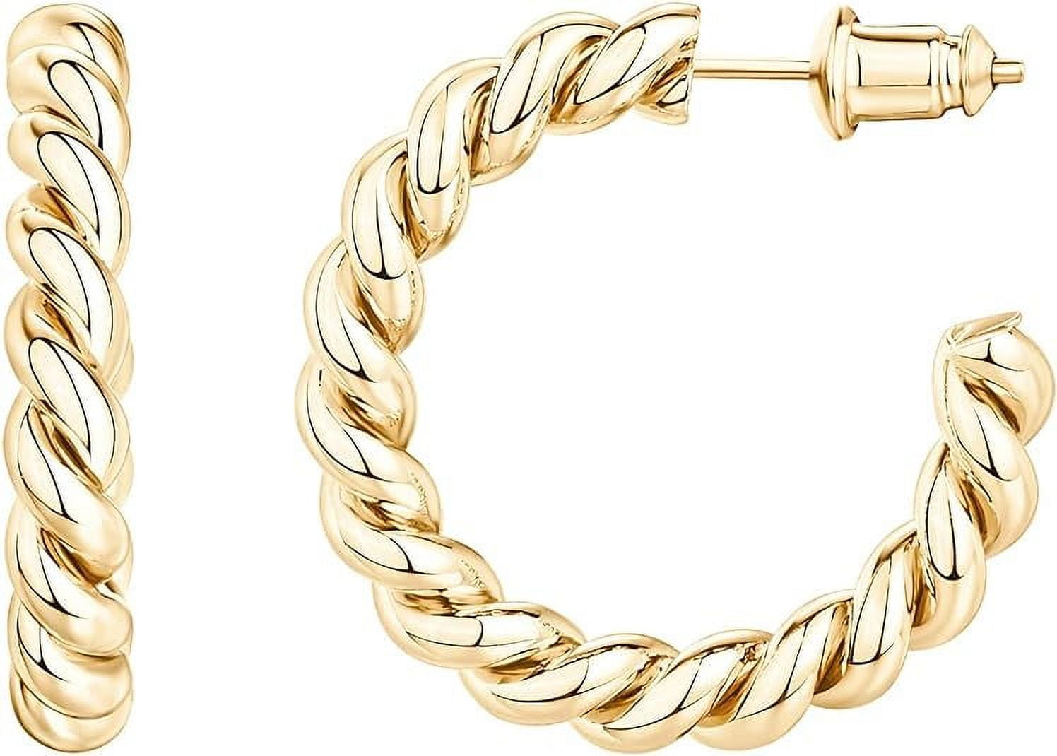 PAVOI 14K Yellow Gold Plated Twisted Rope Hoop Earrings for Women ...