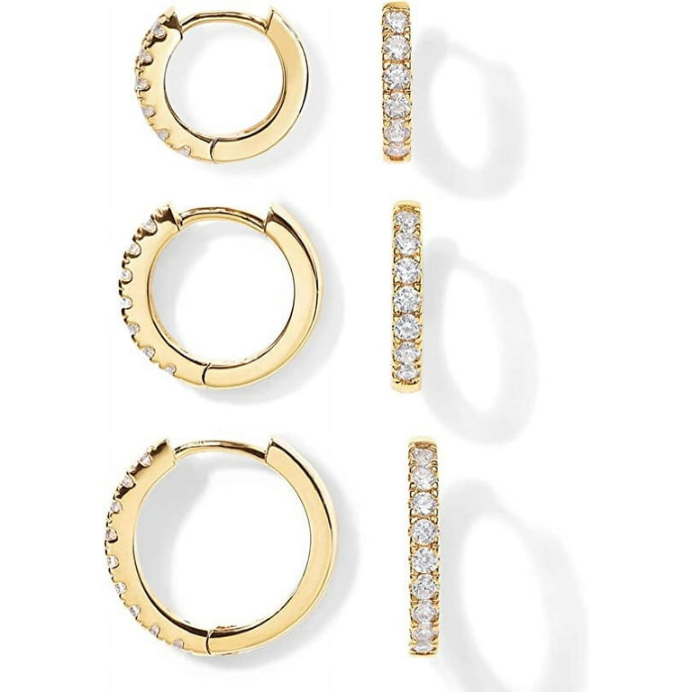 PAVOI 14K Gold Plated Sterling Silver Post Cubic Zirconia Mini Huggie  Earrings for Women | Tiny Cartilage Helix Huggie Hoop Earrings