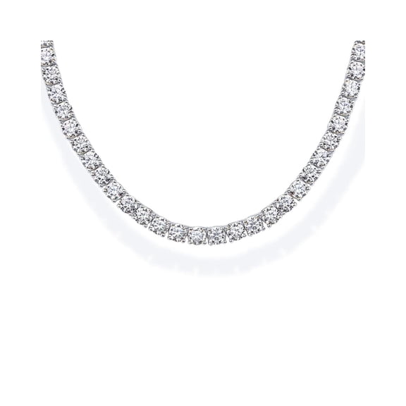 PAVOI Rhodium Plated 3mm Simulated Diamond Tennis Necklace - Chunky Long Necklace for Women - Size 16" C113