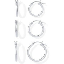 Large Hoops Sterling Silver Earrings plated in Rhodium main image 0