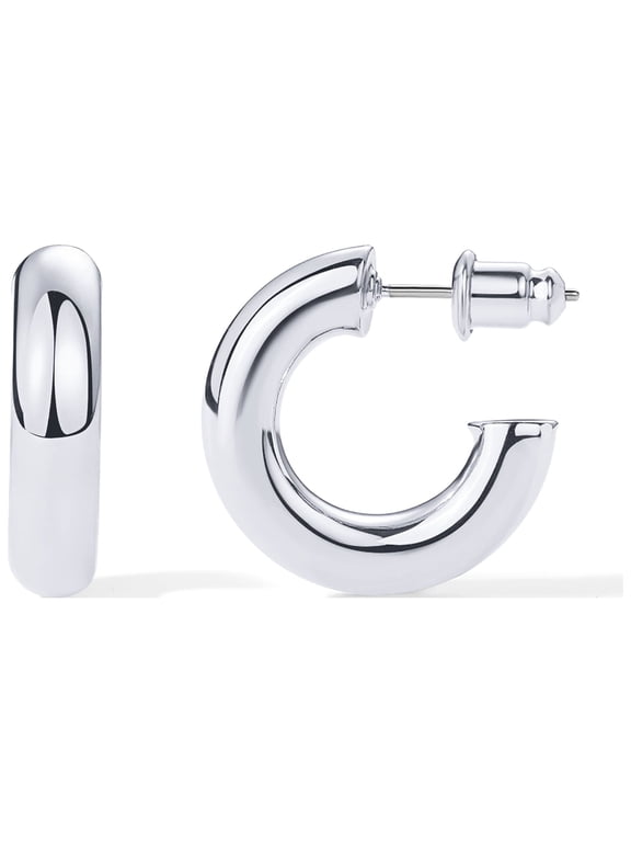 Rhodium Plated Lightweight Chunky Open Hoops | Gold Hoop Earrings for Women | 20mm Thick Infinity Gold Hoops Women Earrings