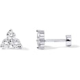 thumbnail image 1 of PAVOI Rhodium Plated Solid 925 Sterling Silver Post Cubic Zirconia Flat Back Earrings for Women | Cartilage Earring | Helix Piercing Jewelry | Small Trinity Stud Earrings, 1 of 7