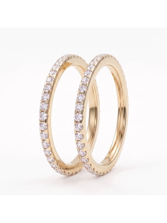 Smart Ring Stacker Eternity Rings - Waterproof, Yellow Gold, Size 8, 2-Pack