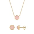 thumbnail image 1 of PAVOI Women's 14K Yellow Gold Flash Plated Rose Quartz Pendant Necklace & Stud Earrings Set, 1 of 9