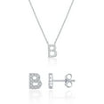 thumbnail image 1 of PAVOI Women's Rhodium Flash Plated Initial Letter Stud Earrings & Monogram Necklace Set, Letter B, 1 of 4