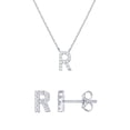 thumbnail image 1 of PAVOI Women's Rhodium Flash Plated Initial Letter Stud Earrings & Monogram Necklace Set, Letter R, 1 of 4