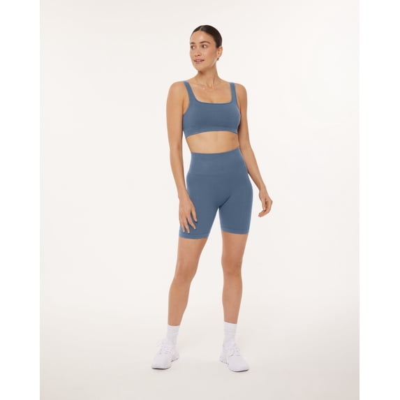 PAVOI Women's Seamless Ribbed High Waisted Compression Sculpting Biker Workout Shorts, 6" Inseam