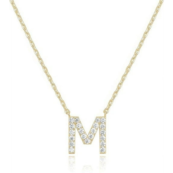 PAVOI Womens 14K Gold Plated � Yellow Gold Cubic Zirconia Initial Necklace