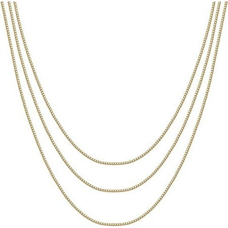 PAVOI Womens 14K Gold Plated Yellow Gold Triple Chain Necklace