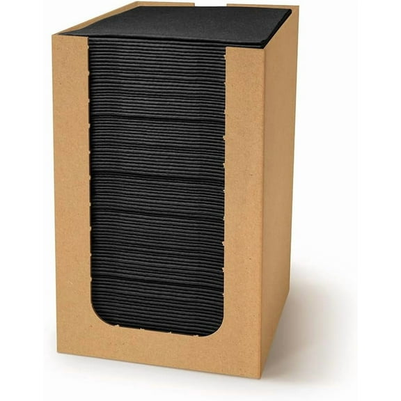 CNF- 100-Pack Disposable Linen-Feel Cocktail Napkins 4" x 4", Black Premium Paper Desert Napkins for Parties, Events, Elegant Cloth-Like Beverage Napkins For Bars, Restaurants, Catereres