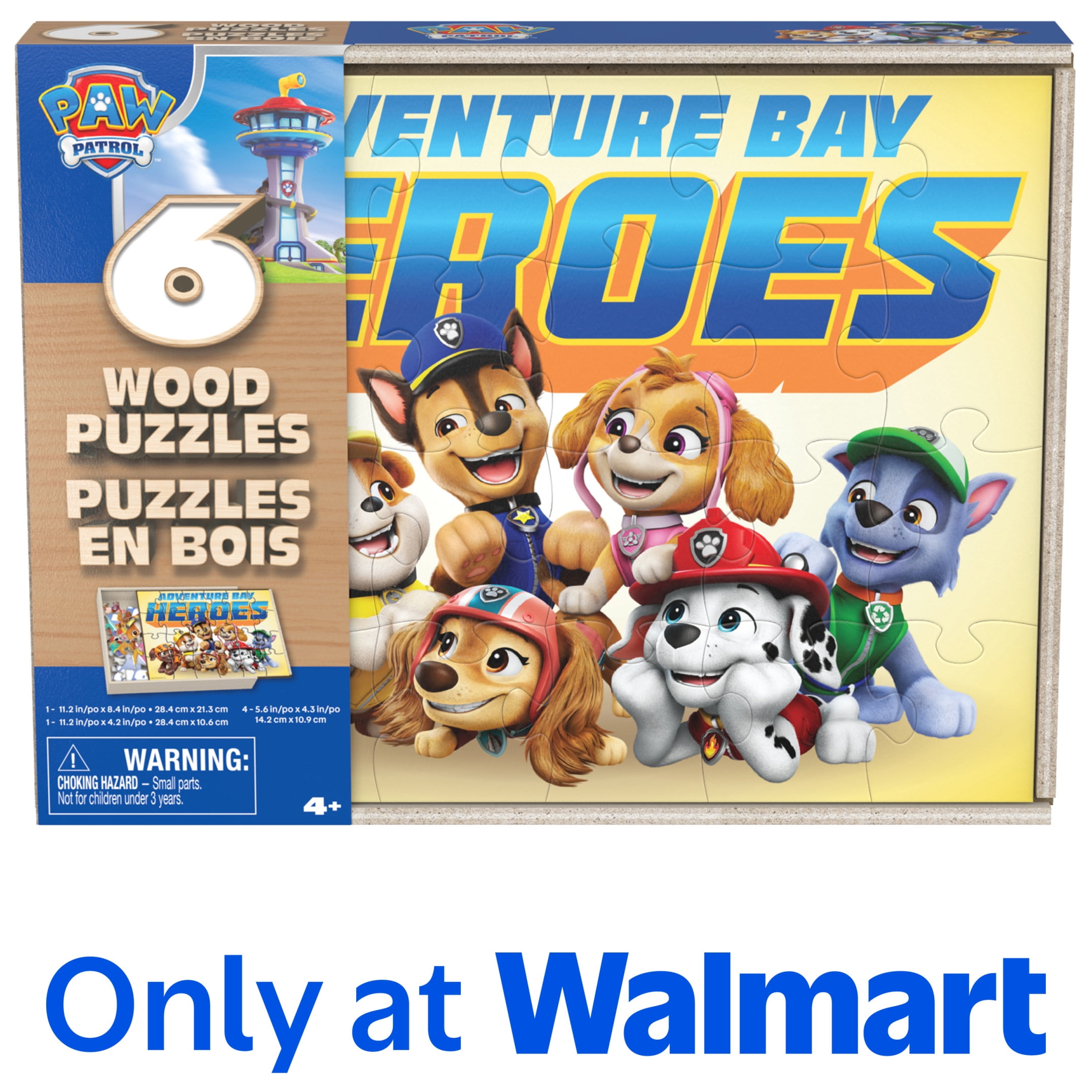 Spin Master Games, PAW Patrol 6-Pack of Wooden Jigsaw Puzzles, for