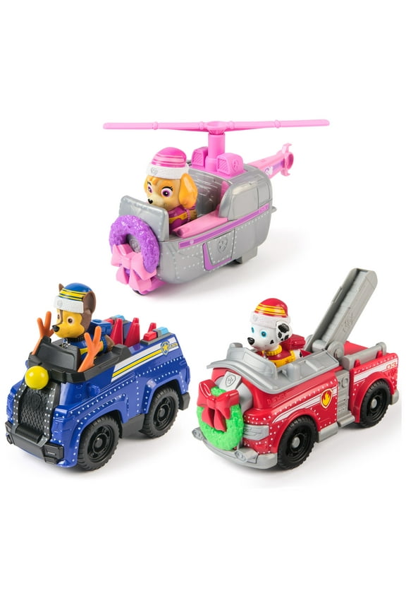 Holiday Vehicle Bundle - Chase, Marshall, Skye & 3 Holiday-themed Vehicles, for Kids 3+