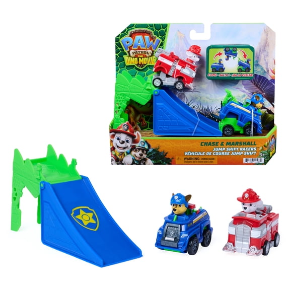 PAW Patrol: The Dino Movie Chase & Marshall Jump Shift Racers, Ages 3+