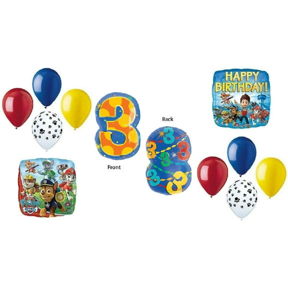 PAW PATROL Chase Dog 3rd #3 11 Piece Birthday Party Mylar Latex Balloons Set