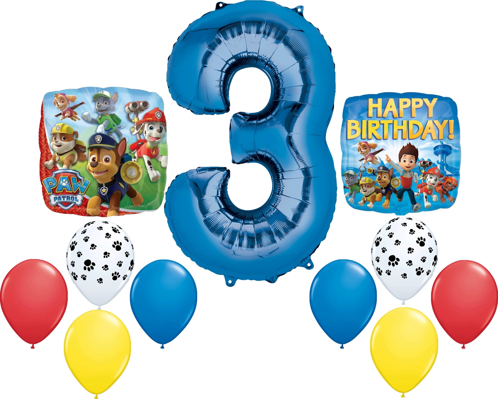 PAW PATROL Chase Dog 3rd #3 Blue 11 Piece Birthday Party Mylar and Latex Balloons Set