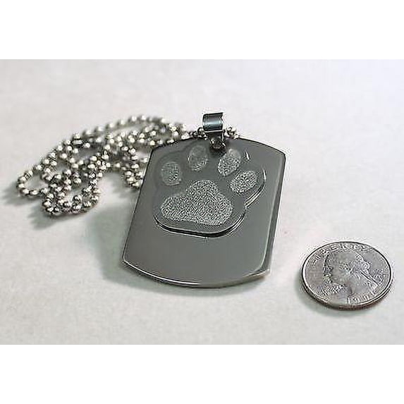 PAW PRINT DOG CAT MEMORIAL PET OR TEAM ENGRAVED X LARGE THICK SOLID STAINLESS