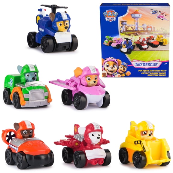 PAW Patrol: Air Rescue, 6-Piece Pup Squad Racers, Toy Cars Gift Set with Chase, Marshall, Skye, Rubble, Rocky & Zuma, Kids Toys for Boys & Girls 3+