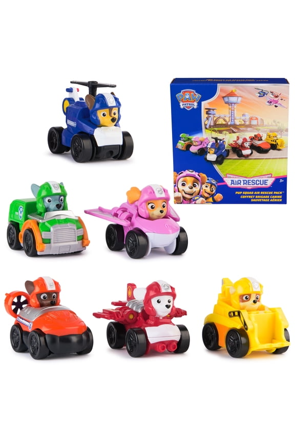 : Air Rescue, 6-Piece Pup Squad Racers, Toy Cars Gift Set with Chase, Marshall, Skye, Rubble, Rocky & Zuma, Kids Toys for Boys & Girls 3+