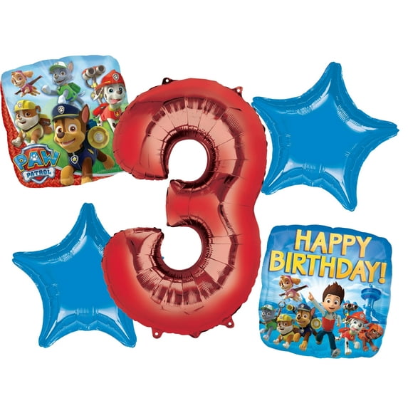 PAW Patrol 3rd Birthday Balloon Bouquet 5pc by Anagram