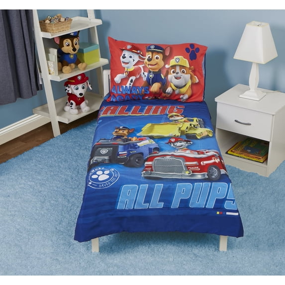PAW Patrol 4-Piece Toddler Bedding Set, Blue, Boy