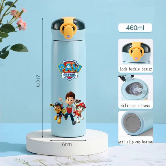 PAW Patrol 460ml Thermal Cup Bouncing Children's Straw Cup Chase Skye Marshall Spots Portable Stainless Steel Bottle Kids Gifts
