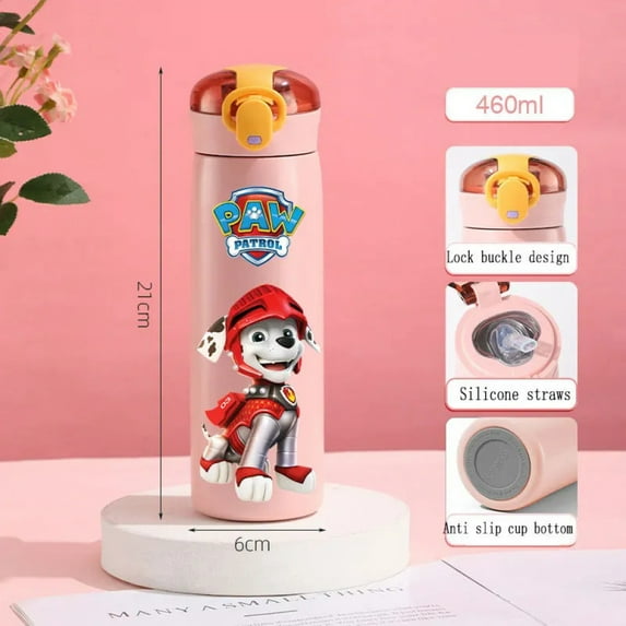 PAW Patrol 460ml Thermal Cup Bouncing Children's Straw Cup Chase Skye Marshall Spots Portable Stainless Steel Bottle Kids Gifts