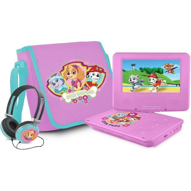 PAW Patrol 7" Portable DVD Player with Carrying Bag and Headphones, Pink