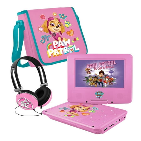 PAW Patrol 7" Portable DVD Player with Matching Headphones + Carrying Bag - Pink