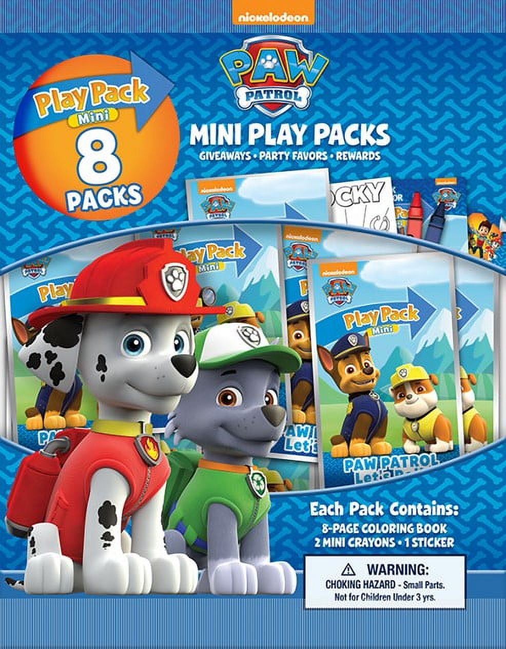 PAW Patrol 8 Count Mini Play Pack with Small Coloring Book and Crayons ...