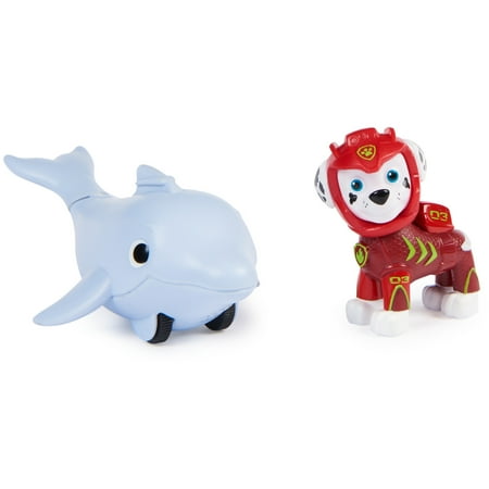 PAW Patrol, Aqua Pups Marshall and Dolphin Action Figures for Kids Ages 3 and up