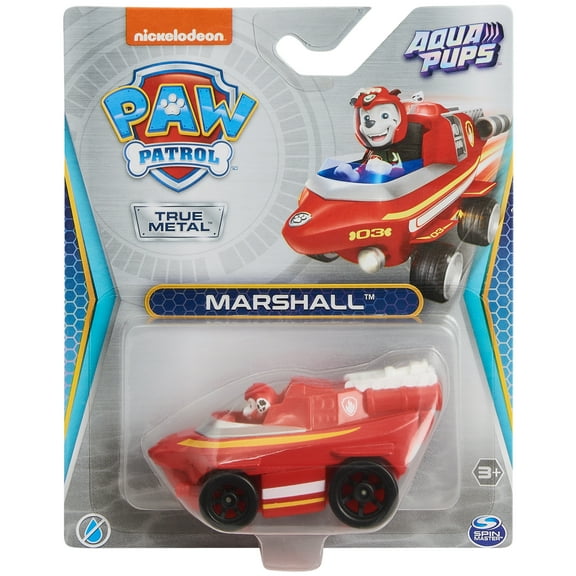 PAW Patrol Aqua Pups, True Metal Marshall 1:55 scale Die-Cast Toy Car for Ages 3 and up