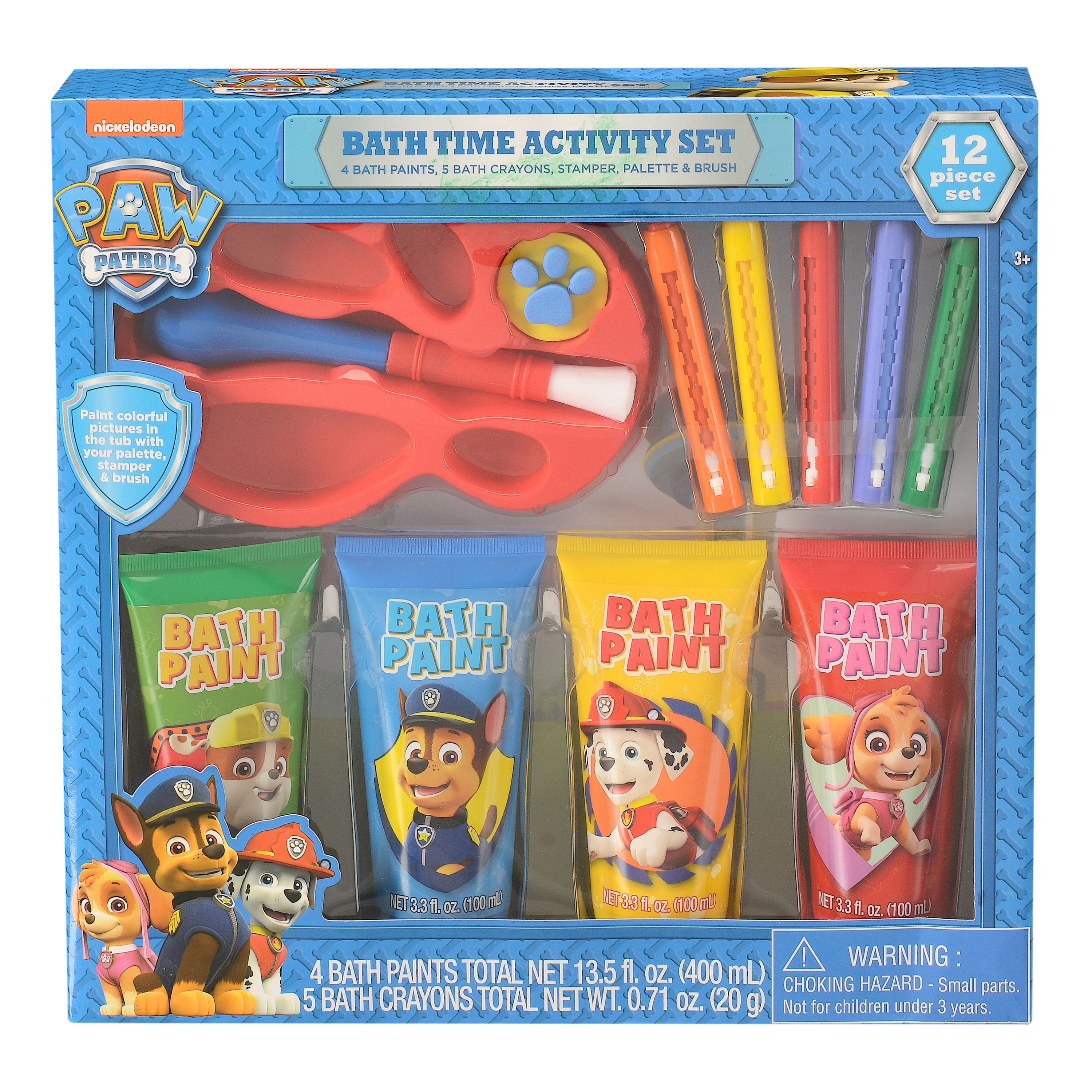 Nat and Essie Play with Different Colored Paw Patrol Bath Paint 