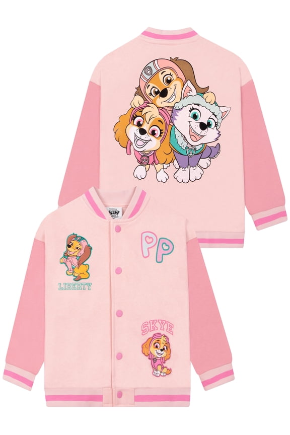 Bomber Jacket, Everest And Skye Varsity Jacket For Girls, Pink 2T- 11