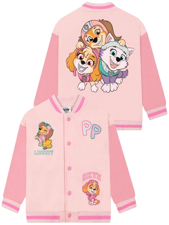Bomber Jacket, Everest And Skye Varsity Jacket For Girls, Pink 2T- 8