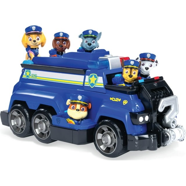 PAW Patrol, Chase’s Total Team Rescue Police Cruiser Vehicle with 6 Pups, for Kids Aged 3 and Up