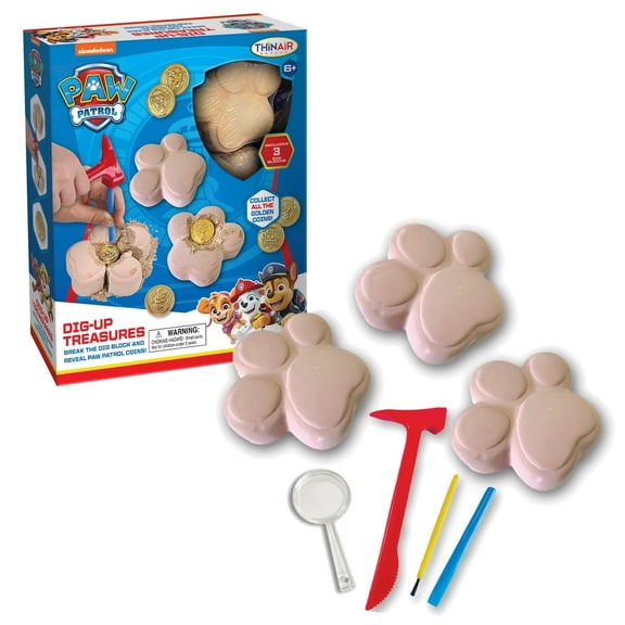 Dig-Up Treasures Kit 3 Dig Blocks with Hidden Golden Coins Includes Chisel, Brush, Hammer & Magnifying Glass STEM Archaeology Toy for Kids Ages 6+