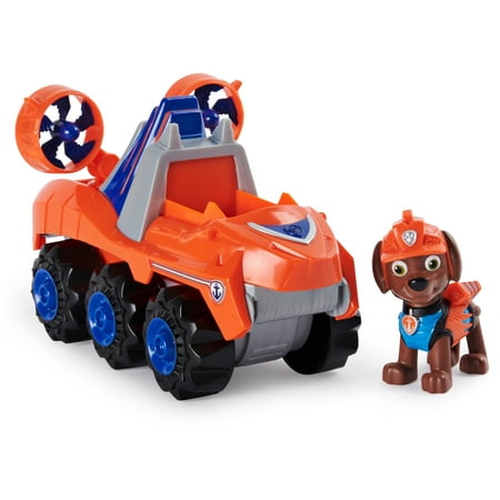 PAW Patrol, Dino Rescue Zuma’s Deluxe Rev Up Vehicle with Mystery Dinosaur Figure, Preschool Toys for Boys & Girls Ages 3 and Up
