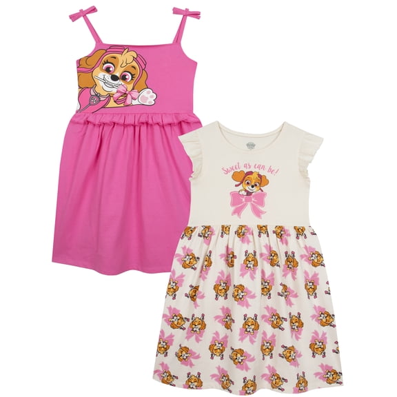 PAW Patrol Dresses 2 Pack Skye Pink And White Sizes 2T-8