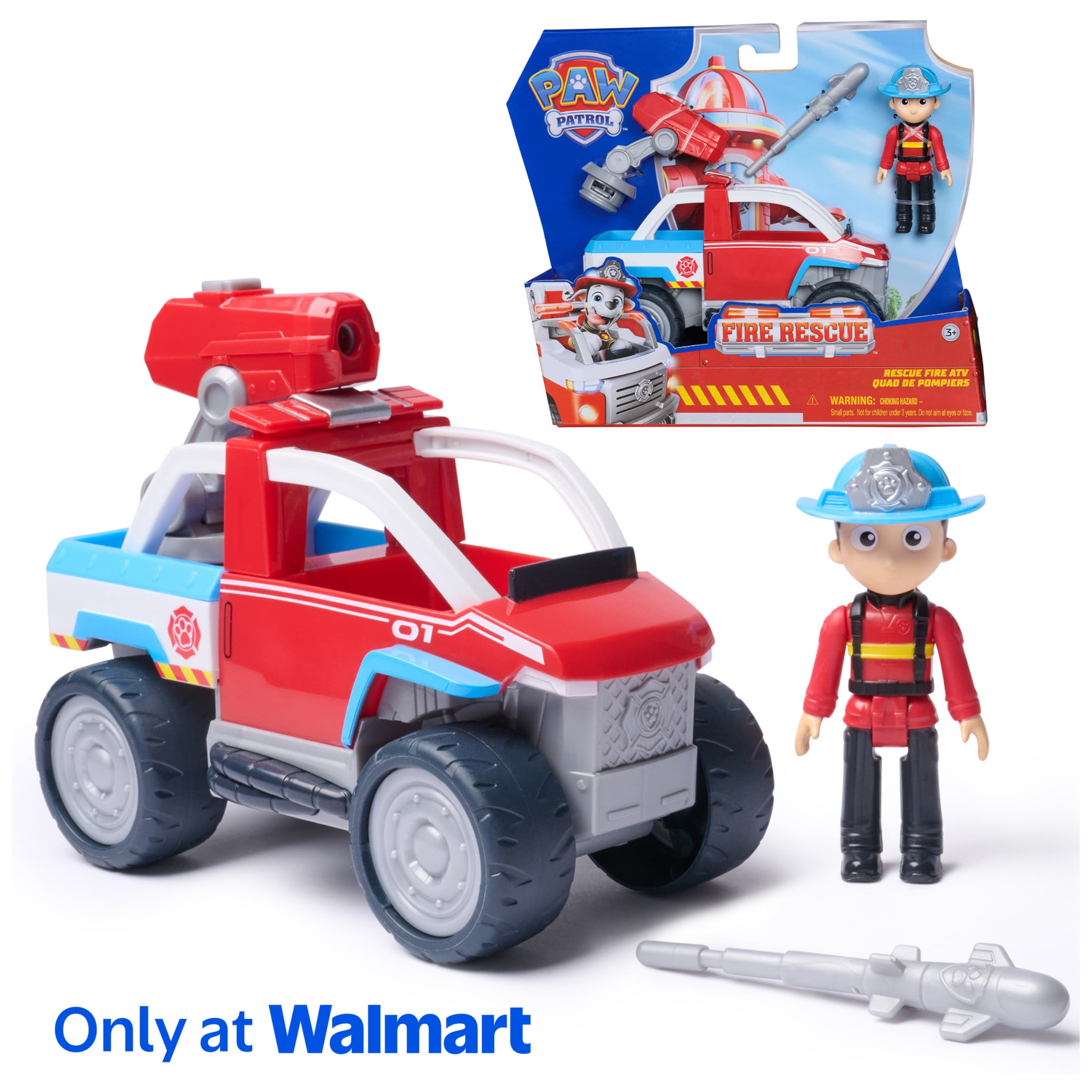 PAW Patrol Fire Rescue, Fire ATV Vehicle with Ryder Figure & Drone Launcher, for Kids 3+
