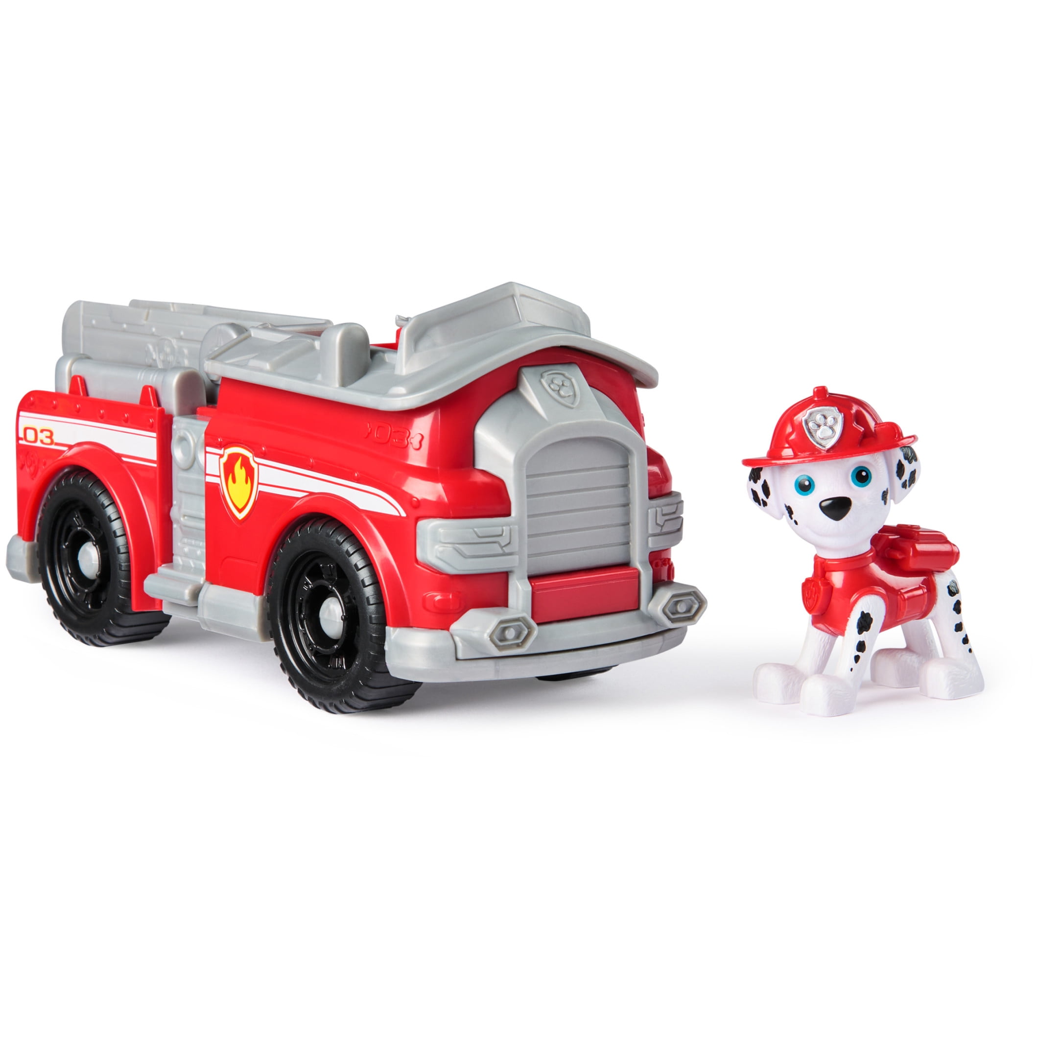 Walmart exclusive discounts  Paw Patrol Fire Truck with Collectible Marshall Figure, Authentic Detailing, Movable Ladder, Eco-Friendly Material